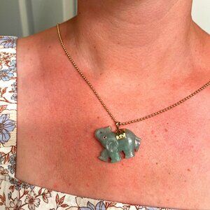 Jade 14K Gold Elephant Pendant for necklace